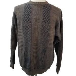 Carmel Brown Cable Knit USA Vintage Golf Motif Sweater Size L